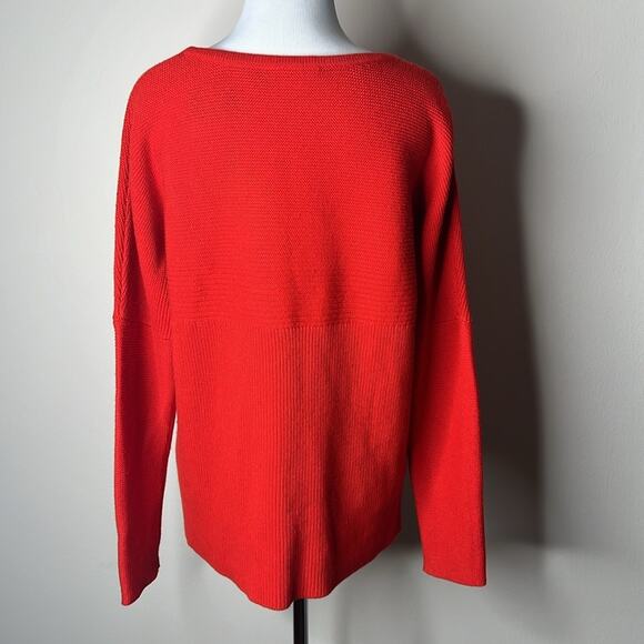Helmut Lang Orange Wool Rib High Low Sweater - Picture 5 of 6
